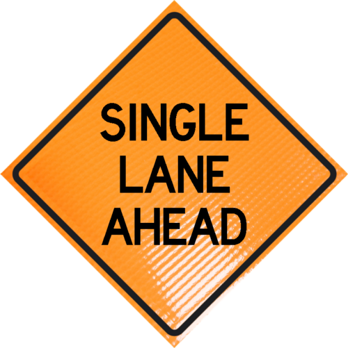 | Single Lane Ahead 36" Non-reflective Roll-up Sign