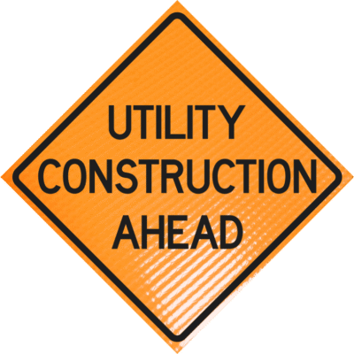 | Utility Construction Ahead 36" Non-reflective Roll-up