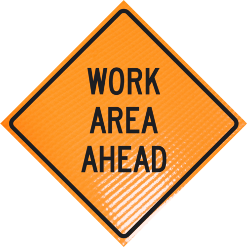 | Work Area Ahead 36" Non-reflective Roll-up Sign