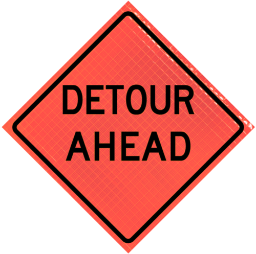 | Detour Ahead (w20-2) 36" Super Bright™ Reflective Vinyl Roll-up Sign