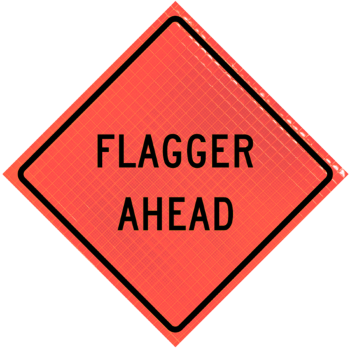 | Flagger Ahead (w20-7a) 36" Super Bright™ Reflective Vinyl Roll-up Sign