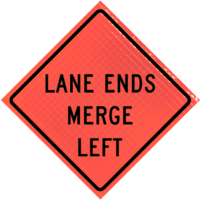 Lane Ends Merge Left (w9-2l) 36" Super Bright Roll-up - Image 1