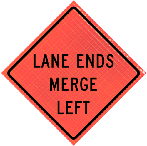 | Lane Ends Merge Left (w9-2l) 36" Super Bright Roll-up