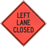 Left Lane Closed 36" Super Bright™ Reflective Vinyl Roll-up Sign - Image 1