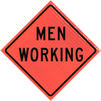 warning signs - MEN WORKING 36" Super Bright™ Reflective Vinyl Roll-Up Sign - Image 1