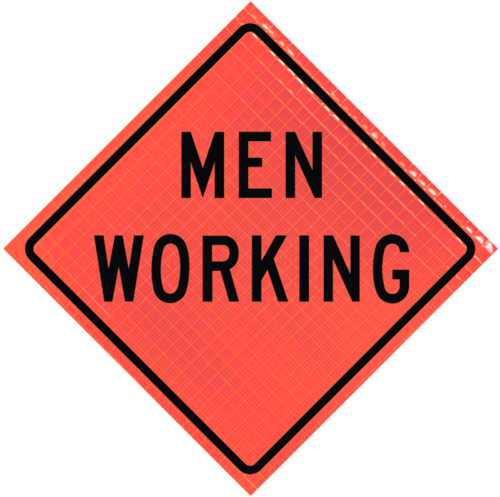 | warning signs - MEN WORKING 36" Super Bright™ Reflective Vinyl Roll-Up Sign