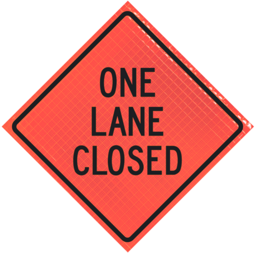 | One Lane Closed 36" Super Bright™ Reflective Vinyl Roll-up Sign