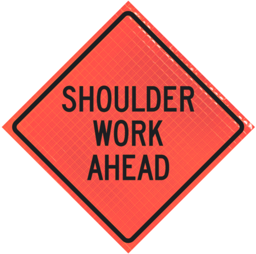 | Shoulder Work Ahead 36" Super Bright™ Reflective Vinyl Roll-up Sign