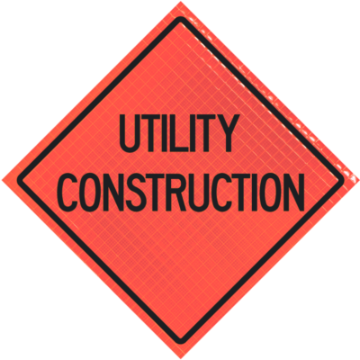 Utility Construction 36" Super Bright™ Reflective Vinyl Roll-up Sign