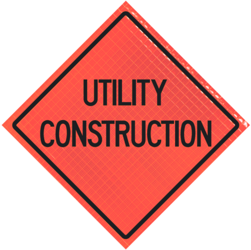 | Utility Construction 36" Super Bright™ Reflective Vinyl Roll-up Sign