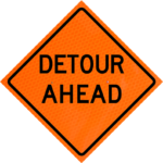 Blasting Turn Off 2-wayRadio 48" Diamond Grade™ Roll-up | Detour Ahead (w20-2) 48" Diamond Grade™Roll-up