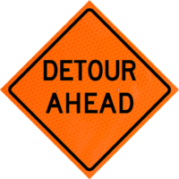 Left Lane Closed 48" Diamond Grade™ Roll-up | Detour Ahead (w20-2) 48" Diamond Grade™Roll-up