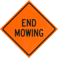 Flagger Ahead (w20-7a) 48" Diamond Grade™ Roll-up | End Mowing 48" Diamond Grade™ Roll-up