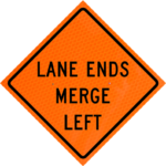 Lane Ends Merge Left (w9-2l) 48" Diamond Grade™ Roll-up | Lane Ends Merge Left (w9-2l) 48" Diamond Grade™ Roll-up