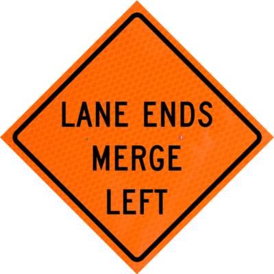 Lane Ends Merge Left (w9-2l) 48" Diamond Grade™  Roll-up