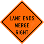 Lane Ends Merge Left (w9-2l) 48" Diamond Grade™ Roll-up | Lane Ends MergeRight (w9-2r) 48" Diamond Grade™ Roll-up