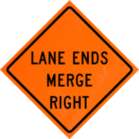 Left Lane Closed Ahead (w20-5l) 48" Diamond Grade™ Roll-up | Lane Ends MergeRight (w9-2r) 48" Diamond Grade™ Roll-up