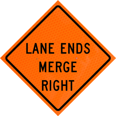 Lane Ends MergeRight (w9-2r) 48" Diamond Grade™ Roll-up
