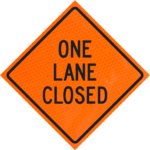 one lane closed ahead roll sign