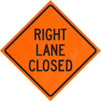 Right Lane Closed (w20-5r) 48" Diamond Grade™  Roll-up - Image 1