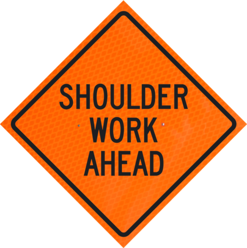 Shoulder Work Ahead 48" Diamond Grade™ Roll-up | Shoulder Work Ahead 48" Diamond Grade™ Roll-up