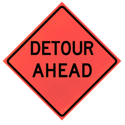 DETOUR AHEAD Roll-Up Sign