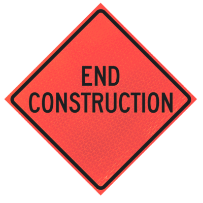 End Constructio 48" Marathon™  Roll-up Sign