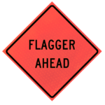 Flagger Ahead (w20-7a) 48" Marathon™ Roll-up | Flagger Ahead (w20-7a) 48" Marathon™ Roll-up