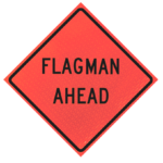 Flagger Ahead (w20-7a) 48" Marathon™ Roll-up | Flagman Ahead 48" Marathon™ Roll-up Sign