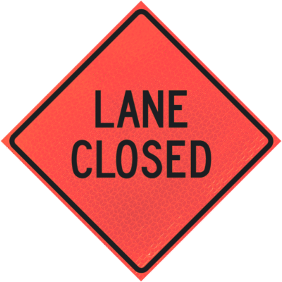 LANE CLOSED 48-inch Marathon reflective roll-up traffic sign