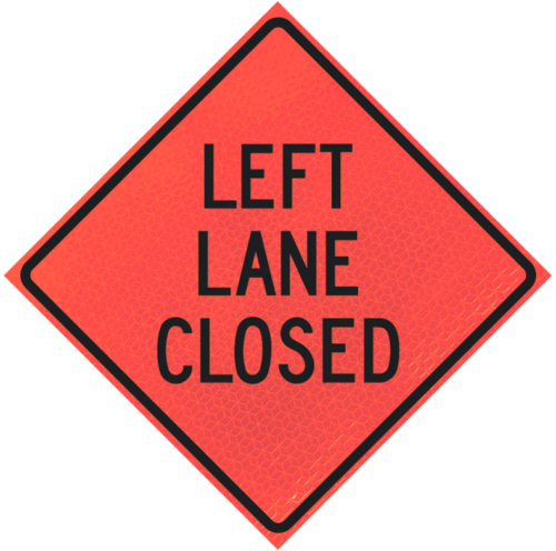 Left Lane Closed 48" Marathon™ Roll-up Sign | Left Lane Closed 48" Marathon™ Roll-up Sign