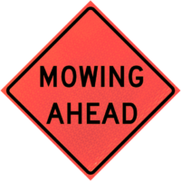 One Lane Closed 48" Marathon™ Roll-up Sign | Mowing Ahead (w-21-8) 48" Marathon™ Roll-up Sign