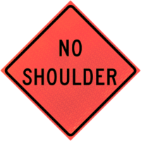 One Lane Closed Ahead 48" Marathon™ Roll-up Sign | No Shoulder (w8-23) 48" Marathon™ Roll-up Sign