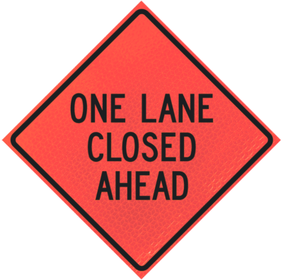 One Lane Closed Ahead 48" Marathon™ Roll-up Sign | One Lane Closed Ahead 48" Marathon™ Roll-up Sign