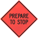 One Lane Closed Ahead 48" Marathon™ Roll-up Sign | Prepare To Stop 48" Marathon™ Roll-up Sign