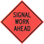 Shoulder Work (w21-5)n48" Marathon™ Roll-up Sign | Signal Work Ahead 48" Marathon™ Roll-up Sign