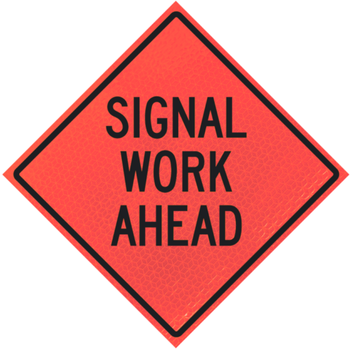 Signal Work Ahead 48" Marathon™ Roll-up Sign | Signal Work Ahead 48" Marathon™ Roll-up Sign