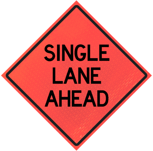 Single Lane Ahead 48" Marathon™ Roll-up | Single Lane Ahead 48" Marathon™ Roll-up