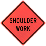 Road Work Ahead (w20-1) 48" Marathon™ Roll-up | Shoulder Work (w21-5)n48" Marathon™ Roll-up Sign