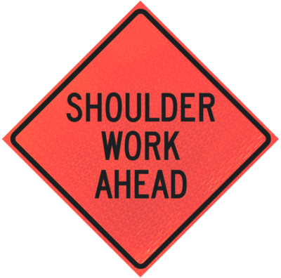 Shoulder Work Ahead 48" Marathon™ Roll-up Sign | Shoulder Work Ahead 48" Marathon™ Roll-up Sign