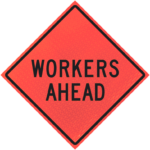 Utility Construction 48"marathon™ Roll-up Sign | Workers Ahead 48" Marathon™ Roll-up