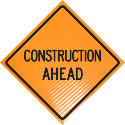 | Construction ahead 48" non-reflective roll-up sign