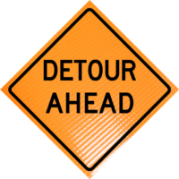 Prepare To Stop 36" Marathon™ Roll-up Sign | Detour ahead (w20-2) 48" non-reflective roll-up sign