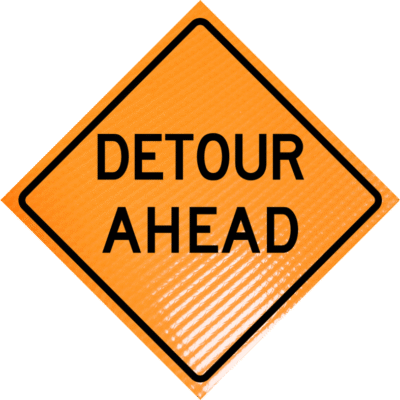 | Detour ahead (w20-2) 48" non-reflective roll-up sign