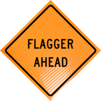 flagger ahead roll up sign