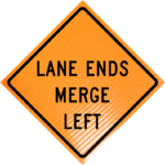 | Lane ends merge left (w9-2l) 48" non-reflective roll-up sign