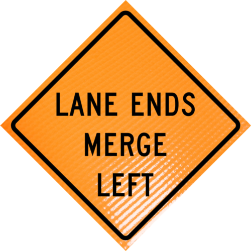 | Lane ends merge left (w9-2l) 48" non-reflective roll-up sign