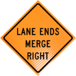 | Lane ends merge right (w9-2r) 48" non-reflective roll-up sign