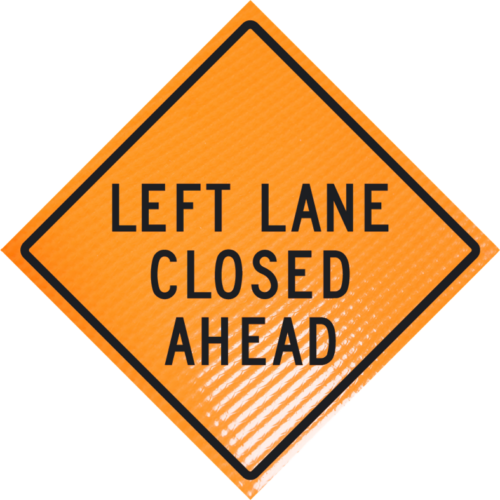 | Left lane closed ahead (w20-5l) 48" non-reflective roll-up