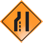 | Left lane reduction (symbol) 48" non-reflective roll-up sign